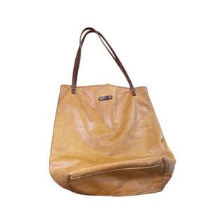 In Blue womans handmade brown leather tote handbag large SKU 8745